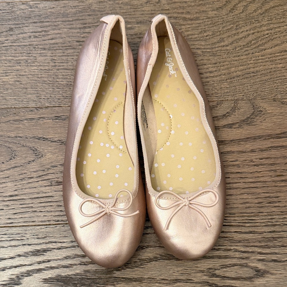 EUC Girls Ballet Flats - Rose Gold
